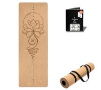 Tapis de Yoga en Liège Naturel & TPE - 183x61cm, 6mm Épaisseur - Antidérapant, Écologique, Léger - Idéal pour Yoga, Pilates, Fitness (Éveil du lotus)