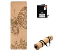 Tapis de Yoga en Liège Naturel & TPE - 183x61cm, 6mm Épaisseur - Antidérapant, Écologique, Léger - Idéal pour Yoga, Pilates, Fitness (Métamorphose botanique)