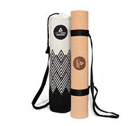 Tapis de yoga en liège - testé avec très bon - 4 mm d'épaisseur - Végétalien & durable - Tapis de yoga en caoutchouc et liège avec sac de yoga