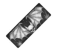Tapis de yoga et pilates imprimé tête de mort Evil Skull noir épais 1 mm antidérapant avec sac de transport pour tapete para ejercicio 180,3 x 66 cm