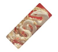 Tapis de yoga fin en caoutchouc naturel antidérapant pour le Nouvel An chinois, motif serpent, blanc, avec housse de sac de yoga, 180,3 x 66 cm pour femme
