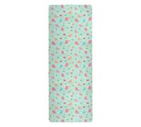 Tapis de yoga fin vert motif dessin animé Happy Valentine pour la maison, la salle de sport, imprimé, antidérapant, tapis de yoga antidérapant et sac tapete para ejercicio 180,3 x 66 cm