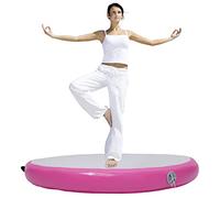 Tapis de yoga gonflable, avec pompe, rose, rond, pour la maison, le parc, l'art du tumbling, le tumbling, le tremplin, antidérapant et rembourré, tapis de fitness, tapis de gymnastique, tapis de