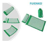Tapis de Yoga Kit d'Acupression FUIENKO - Vert - 66 clous sur oreiller - 230 clous sur tapis
