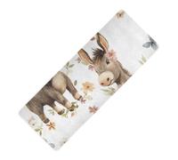 Tapis de yoga motif âne blanc imprimé kawaii en caoutchouc naturel antidérapant, épais 1 mm avec sac de yoga pour tapis tapete para ejercicio 180,3 x 66 cm pour le sol