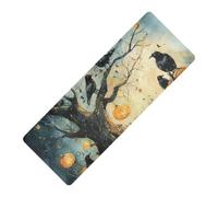 Tapis de yoga Nightmare Halloween Tree Crows Pumpkin imprimé en vrac épais 1 mm pour homme antidérapant, avec housse de tapis de yoga pour tapis de yoga 180,3 x 66 cm