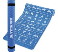 Tapis de yoga OUTDOUSE-70 postures de yoga imprimées, matériau TPE antidérapant, pour la gymnastique, le Pilates, tapis de fitness pour hommes et femmes, bleu foncé et bleu clair, 181x63 x0,6cm