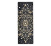Tapis de yoga pliable mandala noir doré gothique pour extérieur imprimé, caoutchouc naturel antidérapant, avec housse de sac de yoga tapete para ejercicio 180,3 x 66 cm 1 mm