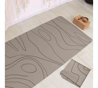 Tapis De Yoga Portable Ultra-Mince En Caoutchouc Pliable Pour Femmes Couleur Thé Au Lait Antidérapant Large Et Professionnel