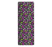 Tapis de yoga punk Peach noir crânes rock antidérapant pour femme imprimé, antidérapant, serviette de yoga antidérapante avec sac de transport tapete para ejercicio 180,3 x 66 cm