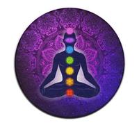 Tapis de Yoga Rond et Doux, décoration de Chaise de Bureau, Tapis Rond pour Moquette et parquet, Compatible avec la méditation des Sept Chakras, Motif Lotus Violet et Mandala
