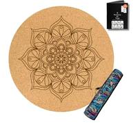 Tapis de Yoga Rond - Liège Naturel Écologique - 68 cm, 5 mm Épais - Antidérapant, Absorbant - Pour Yoga, Pilates, Méditation (Mandala)