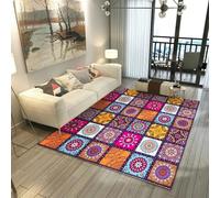 Tapis De Zone, 3D Printing Géométrie Florale Colorée De Style Ethnique Rétro Imprimé Tapis Antidérapant Tapis Carré Ménage Tapis De Sol De Canapé Antidérapant 50 X 80 Cm -7O8Q-D8X9-7