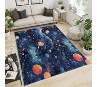 Tapis de Zone à thème Spatial coloré - Tapis de Chambre des Enfants Night Sky Meteors Room Tapis Space Galaxy Boys Room Tapis Blue Starry Sky (70x120cm)