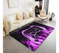 Tapis de zone de jeu 3D, flamme violette 3D, antidérapant, tapis de sol d'intérieur pour jeux vidéo, tapis d'entrée, décoration moderne et cool, pour salon, chambre à coucher, 91 x 152 cm