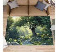 Tapis de zone forestière, tapis antidérapant pour salon, chambre à coucher, canapé, cuisine, salle à manger, motif paysage naturel, 100 x 150 cm