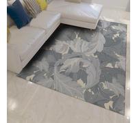 Tapis de Zone Grise 140x200 pour Le Salon Lavable avec Dossier antidérapant à Poils Bas Feuilles botaniques Vintage acanthe Facile Nettoyer Pliables pour Cuisine Couloir décoration rétro