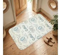 Tapis de zone méduse, hippocampes côtiers, feuilles, bleu d'été, antidérapant, tapis d'intérieur qui ne perd pas ses poils pour salon, chambre à coucher, couloir, bureau, 1,2 x 1,8 m