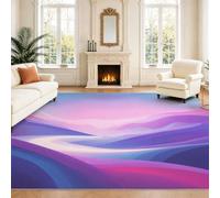 Tapis De Zone, Paisible Rêveur Montagne Paysage Rayon de Lumière Bleu Violet Abstrait Imprimé Tapis Antidérapant, Facile À Nettoyer Tapis Carré Ménage Tapis De Sol De Canapé Antidérapant 140 x 200 cm
