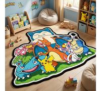 Tapis de zone Pokémon Pikachu/Charizard/Snorlax/personnages Kanto classiques, décor de salle de jeu antidérapant, tapis d'anime doux pour les Fans Paa44
