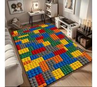 Tapis de Zone Puzzle Blocs Colorés, Impression Multicolore, Doux et Antidérapant, Tapis de Sol pour Chambre Garçon Fille Ado, Salle de Jeux, Salon et Espace Gaming, Décoration, 120x180 cm, Color 6