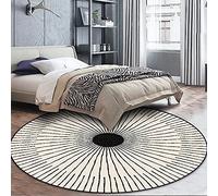 Tapis de zone ronde beige noir 60cm 80cm 100cm 120cm 140cm 160cm de style simple tapis de style pour salon Chambre à coucher Chambre à coucher Tapis de sol antidérapant (Size : Diamètre 80cm)