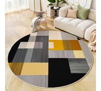 Tapis De Zone Ronde Formes Géométriques Gris pour Salon, Chambre À Coucher - Peintures Abstraites Lavable Sol Doux Et Confortable Tapis,(Taille : Diamètre 80Cm)