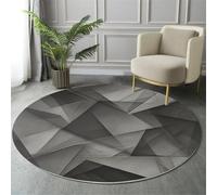 Tapis De Zone Ronde Graphique Triangulaire Gris pour Salon, Chambre À Coucher - Motif Géométrique Abstrait Lavable Sol Doux Et Confortable Tapis,(Taille : Diamètre 80Cm)