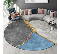Tapis de zone ronde pour la chambre 80cm 100cm 120cm 140cm 160cm 160cm 200cm 200cm 300cm de gros tapis de gros tapis pour salon Table à café Tapis non-sol, gris / bleu / or ( Size : Diamètre 180cm )