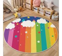 Tapis de Zone Ronde Rayures De Dessin Animé Mignonnes Couleur pour Salon, Chambre à Coucher - Style Plat Simple Lavable Sol Doux et Confortable Tapis,(Taille : Diamètre 200cm)