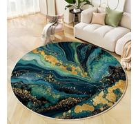 Tapis De Zone Ronde Tourbillon Bleu Foncé pour Salon, Chambre À Coucher - Design Luxueux en Marbre Lavable Sol Doux Et Confortable Tapis,(Taille : Diamètre 200Cm)
