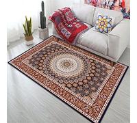 Tapis de Zone Style Bohème 3D Mandala Motif Rétro Tapis Marron Gris 6MM d'épaisseur Tapis de Salon Chambre Décoration Tapis de Bain Paillasson Intérieur et Extérieur (Bohême 6,100 x 200 cm)