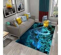 Tapis De Zone, Tapis 3D Animaux Marins De Calmar De Poulpe Imprimé Décor À La Maison Antidérapant Doux, Tapis pour Chambre d'enfant - Polyester Doux Au Toucher Facile À Nettoyer 80 X 120 Cm -2F3T1R7I