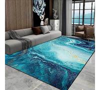 Tapis De Zone, Tapis 3D Art Abstrait Turquoise Imprimé Décor À La Maison Antidérapant Doux, Tapis pour Chambre d'enfant - Polyester Doux Au Toucher Facile À Nettoyer 80 X 160 Cm / 31,5 X 62,9 Pouces
