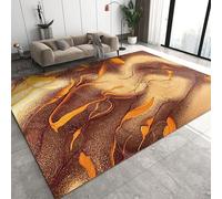 Tapis De Zone, Tapis 3D Marbre Brun Orangé Imprimé Décor À La Maison Antidérapant Doux, Tapis pour Chambre d'enfant - Polyester Doux Au Toucher Facile À Nettoyer 160 X 230 Cm -2R0M5O9D4T4J3