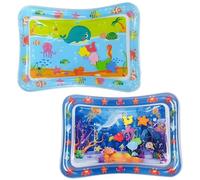 Tapis d'Eau Bébé 55×69 cm 2 Pièces Gonflable en PVC Sans BPA pour Eveil Sensoriel et Motricité, Tummy Time à la Maison ou en Déplacement, Motifs Dauphin et Baleine