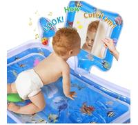 Tapis D'eau de Bébé, Tapis Eau Gonflé Enfant, Jouet Bebe Tapis Eau avec Miroir et Cloche,pour 3 6 9 Mois,50x65cm