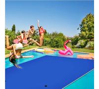 Tapis d'eau Flottant, Coussin Flottant en Mousse XPE avec Ficelle Élastique De Fixation, Couverture d'eau Durable Et Portable pour Piscine De Mer De Rivière De Lac,Bleu,5.5mX1.5mX3.3cm