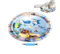 Tapis d'eau Interactif Chat - Coussin Rafraîchissant, Jouet Aquatique | Matelas Sensoriel avec Poissons, D'enrichissement Rafraîchissante, Activité Estivale Intérieure Extérieure pour Animaux