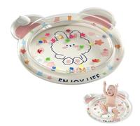 Tapis d'eau pour bébé de 80 x 80 cm - Sans BPA - Jouet pour bébé et jouets à partir de 3, 6 et 9 mois - Jouet pour bébé et Montessori - Activités amusantes - Ours jaune (lapin)