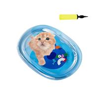 Tapis d'eau pour chat sur le thème de l'océan avec poisson, tapis frais d'été à rayures, pas besoin de congeler le réfrigérateur, design imperméable pour intérieur et extérieur (bleu foncé)