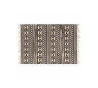 Tapis déco en jute avec franges - 120x170 cm - Motifs graphiques Noir