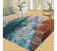 Tapis Decoe de Plage, Tapis lavables antidérapants Ocean Waves, Style Moderne Blue Ocean Beach à appliquer au Salon, Chambre, Salle à Manger (50x80cm)