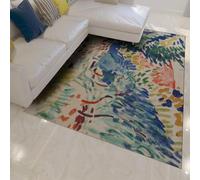 Tapis décor impressionniste célèbre 60x90 Tapis Coups Pinceau Abstraits vibrants Salon Machine Moquette antidérapante Lavable Chevet Doux fauvisme Sol Artistique Moquette pour Bureau dortoir