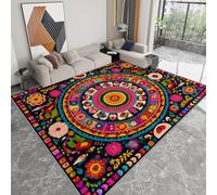 Tapis Décoratif 3D Motif Floral Géométrique Vibrant Couleur, Doux et Confortable Poils Courts Lavable et Antidérapant Tapis pour Salon Chambre Couloir Salle de Jeux et Animaux, 160 x 230 cm