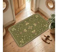 Tapis décoratif à motif floral, traditionnel, feuille, libellule, printemps, vert, tapis rectangulaire en éponge à poils courts qui ne perd pas ses poils, salle de bain, entrée, chevet, décoration de