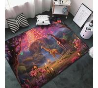 Tapis décoratif antidérapant lavable pour salon, chambre à coucher, salon, motif lanterne et girafes, forêt magique, 91,4 x 12,7 cm, tapis doux pour intérieur 152,4 x 99,1 cm