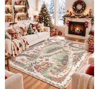 Tapis décoratif avec illustration de jardin féérique 1,5 x 2,1 m | Thème de la forêt enchantée, style d'illustration dessinée à la main, palette pastel douce, motifs de jardin fantaisie