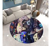 Tapis Décoratif de Console de Jeu 3D,Antidérapant,Tapis de Sol Pour Salon, Chambre à Coucher, Balcon,Table Basse,Panier Suspendu,Chaise Pivotante Pour Ordinateur (Violet 3,Diamètre 140cm)