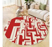 Tapis décoratif de minimalisme Moderne 3D, Tapis Mosaïque géométrique, Tapis Rond Rouge, tapi Rond antidérapant, avec Motif de Profondeur pour Vacances, entrée, Salon, Chambre à